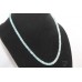 Necklace Strand String Beaded Aquamarine Natural Gem Stone Diamond Cut Bead D954